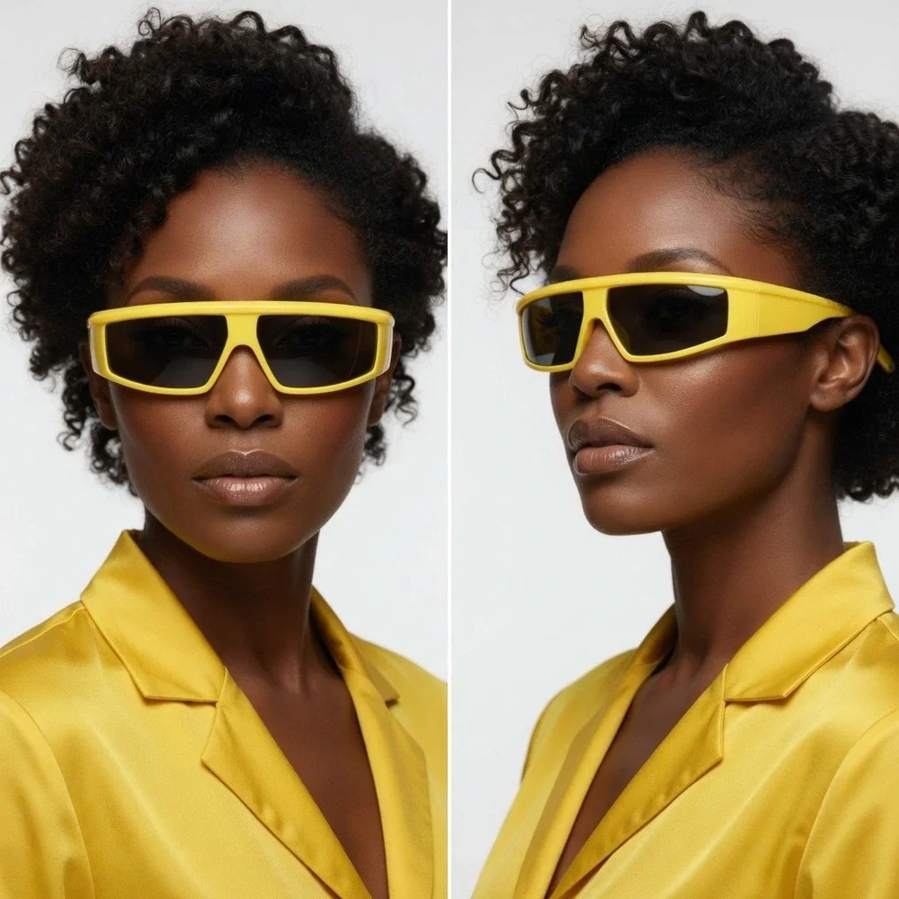Women Sunglasses Streetwear, Neon, Techno, Matrix, Space, Alien Bold Performance